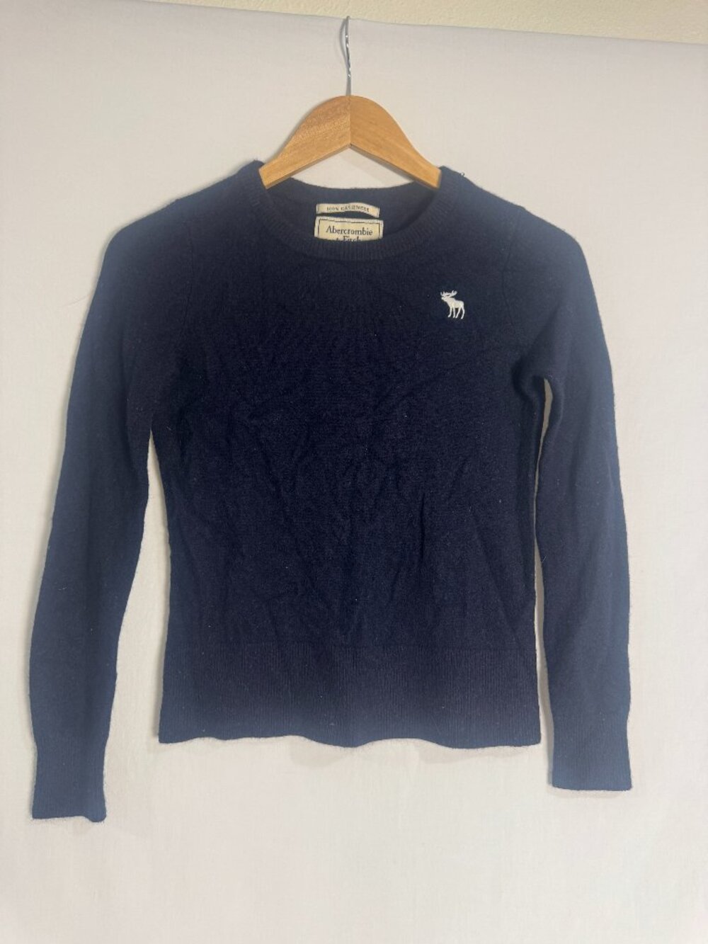 Abercrombie Kids 100% Cashmere Crewneck Sweater Navy Girls XS